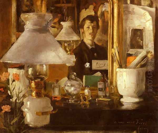 Autoportrait Dans L'Atelier (Self Portrait in the Atelier) Oil Painting by Ramon Casas