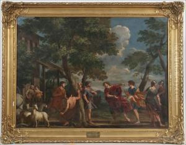 A Mythological Scene Oil Painting by Johannes (Polidoro) Glauber