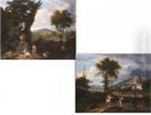 Apollo Und Daphne In Einer Hugeligen Landschaft Oil Painting by Johannes (Polidoro) Glauber