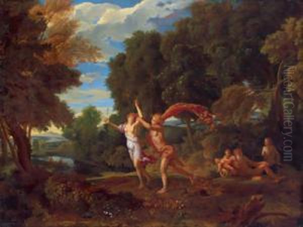 Landschaft Mit Apoll Und Daphne Oil Painting by Johannes (Polidoro) Glauber