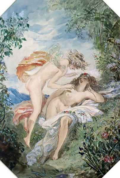 Flora and Zephyr Oil Painting by Alfred-Edward Chalon