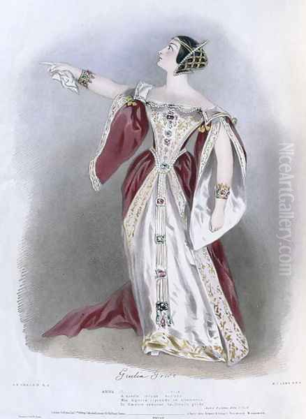 Giulia Grisi (1811-69) as Anna in 'Anna Bolena', from 'Recollections of the Italian Opera', 1836 Oil Painting by Alfred-Edward Chalon