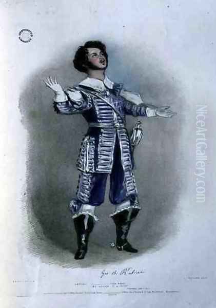 Giovanni Battista Rubini (1794-1854) as Arturo in 'I Puritani', from 'Recollections of the Italian Opera' Oil Painting by Alfred-Edward Chalon