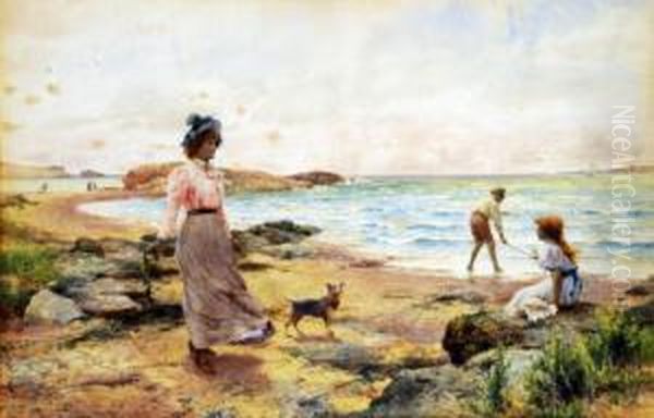 On The Beach Oil Painting by Alfred I Glendening