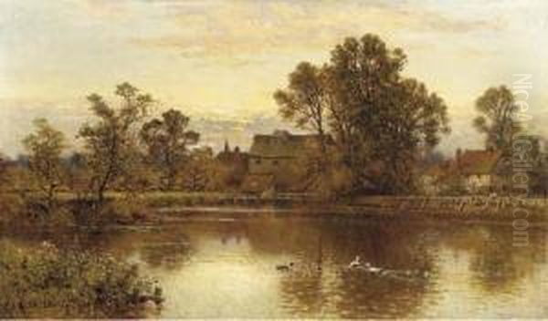 A Mill Near Southend, Kent Oil Painting by Alfred I Glendening