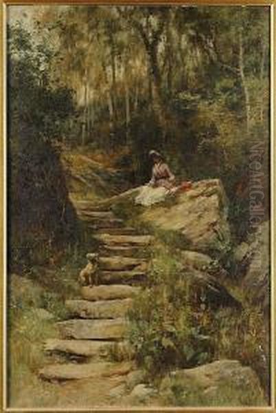 A Rest On The Path Oil Painting by Alfred I Glendening