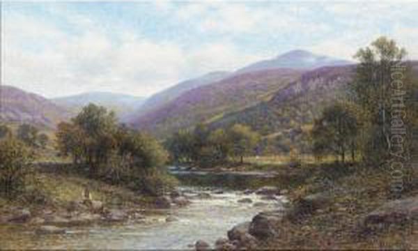 Pont Y Gyfing, Capel Curig, North Wales Oil Painting by Alfred I Glendening