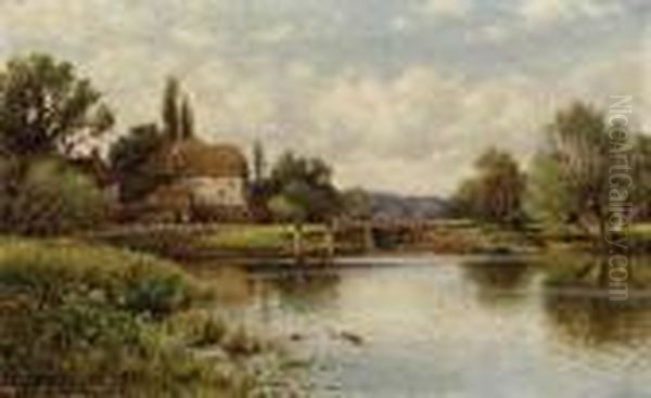 The Thames At Shiplake Oil Painting by Alfred I Glendening