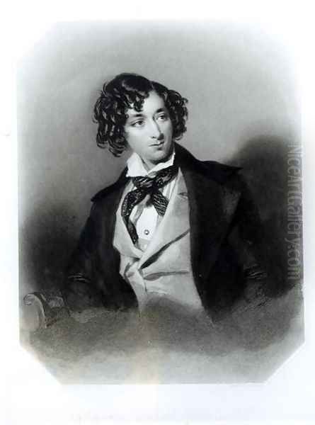 Portrait of Benjamin Disraeli Esquire (1804-81) c.1840 Oil Painting by Alfred-Edward Chalon