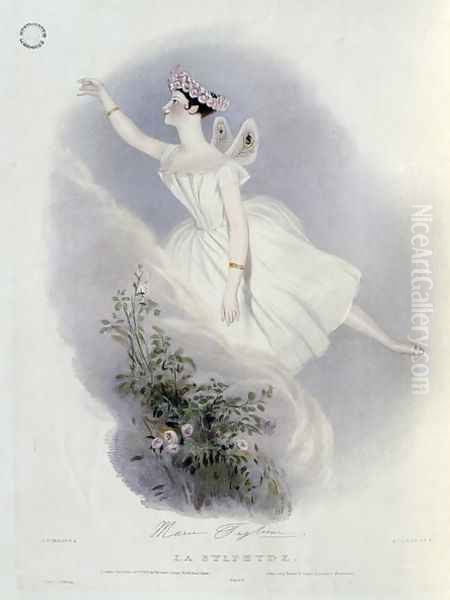 Marie Taglioni (1804-84) in 'La Sylphide', 1836 Oil Painting by Alfred-Edward Chalon