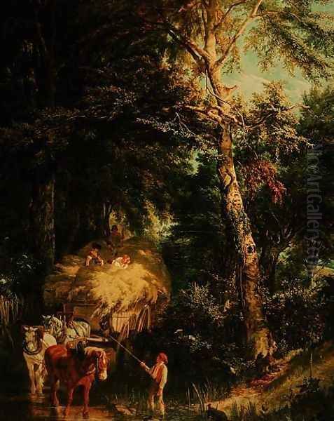 Crossing the Brook Oil Painting by Alfred-Edward Chalon