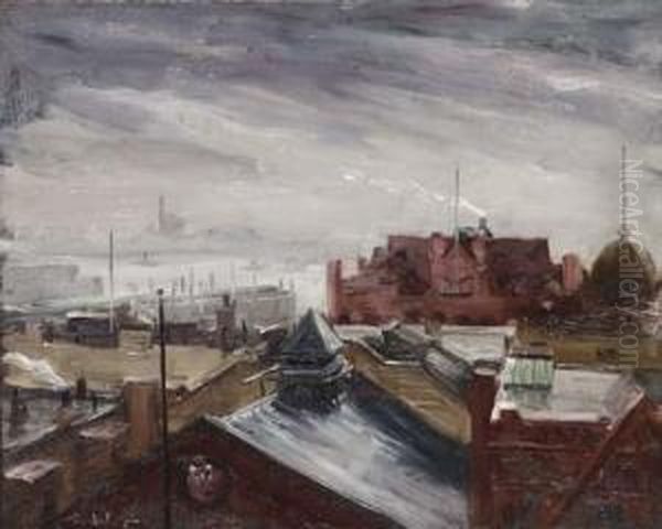 Rooftops, Hoboken Oil Painting by Hendrik Glintenkamp