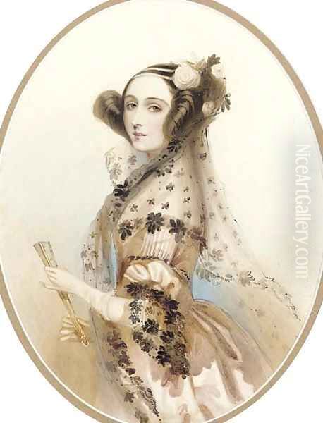 Ada, Countess of Lovelace Oil Painting by Alfred-Edward Chalon