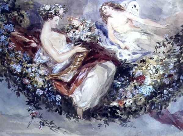 Flora and Zephyr Oil Painting by John James Chalon