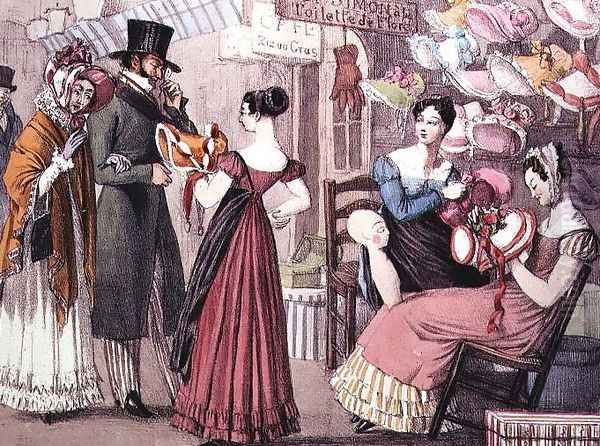 At the Milliners (La Marchande de Modes), 1822 Oil Painting by John James Chalon