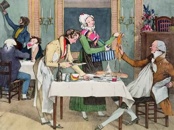 Le Restaurant, pub. by Rodwell and Martin, 1820 Oil Painting by John James Chalon