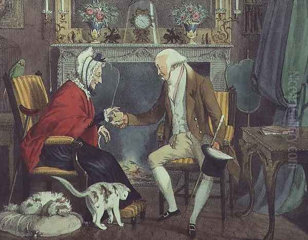 The Pinch of Snuff, 1821 Oil Painting by John James Chalon