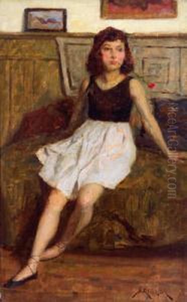 Ragazza Con Scarpe Da Punta Oil Painting by Simon Glucklich