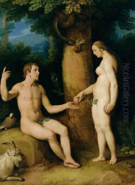 Adam and Eve, 1622 Oil Painting by Cornelis Cornelisz Van Haarlem