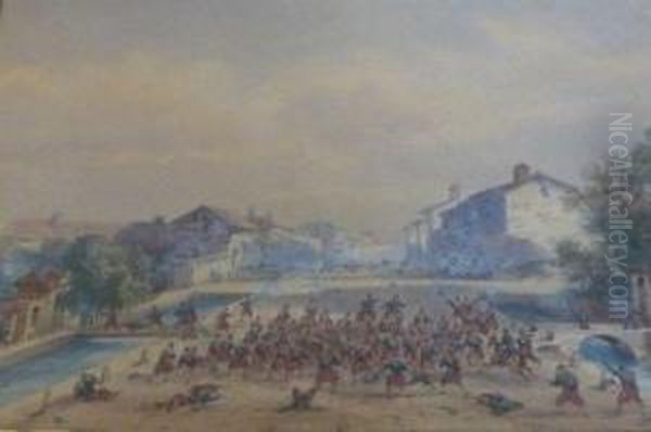 Bataille De Marignan Oil Painting by Gaspard Gobaut