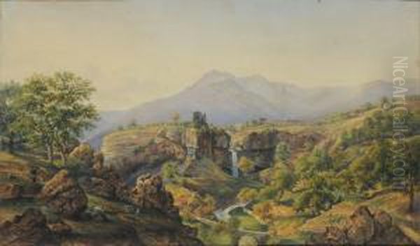 Paesaggio Montano Oil Painting by Gaspard Gobaut