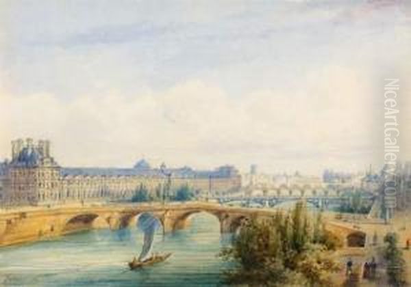 Le Pont Royal Oil Painting by Gaspard Gobaut