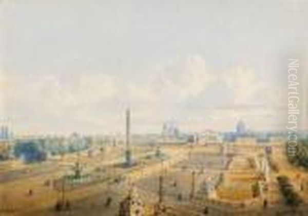 Place De La Concorde Oil Painting by Gaspard Gobaut