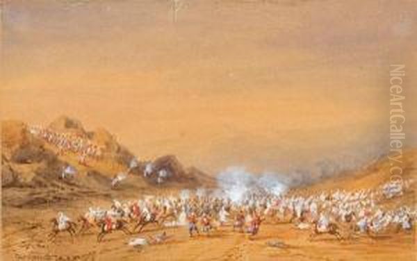 La Battaglia Di Sidi Brahim Oil Painting by Gaspard Gobaut