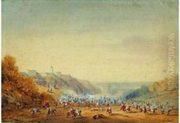 Scene De Bataille Oil Painting by Gaspard Gobaut