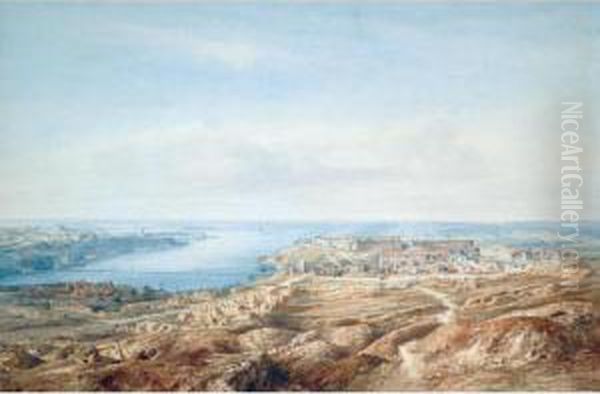 View Of Sebastopol From The Bay Of Kilen Oil Painting by Gaspard Gobaut