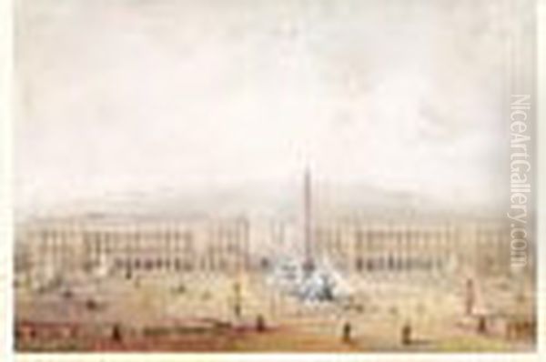 La Place De La Concorde Oil Painting by Gaspard Gobaut