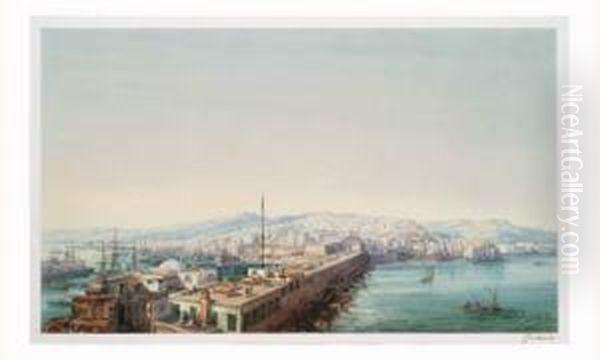 Vue Du Port D'alger Oil Painting by Gaspard Gobaut