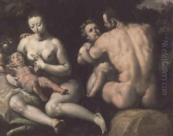 Noah's Family Oil Painting by Cornelis Cornelisz Van Haarlem