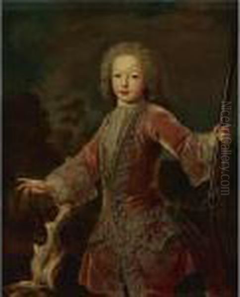 Portrait Of A Young Boy In A Hunting Jacket Holding A Musket Oil Painting by Pierre Gobert