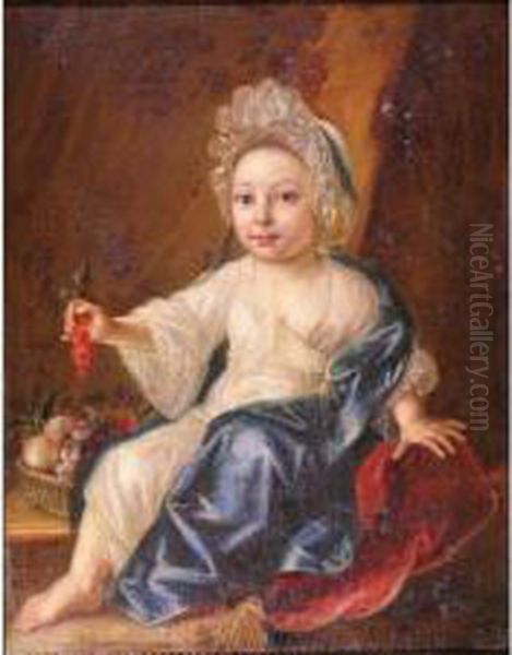 L'enfant A La Corbeille De Fruits Oil Painting by Pierre Gobert