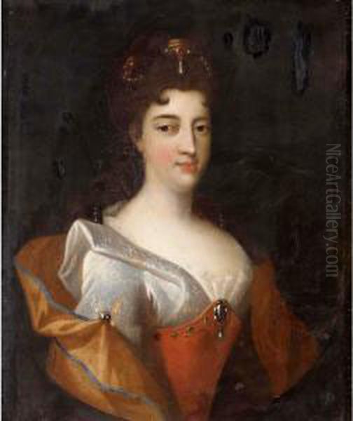 Portrait Of A Lady, Half Length, Wearing A Silk Dress Oil Painting by Pierre Gobert