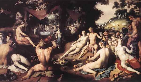 The Wedding of Peleus and Thetis 1593 Oil Painting by Cornelis Cornelisz Van Haarlem