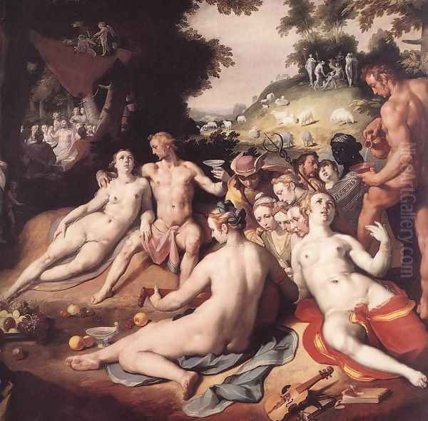 The Wedding of Peleus and Thetis (detail 4) 1593 Oil Painting by Cornelis Cornelisz Van Haarlem