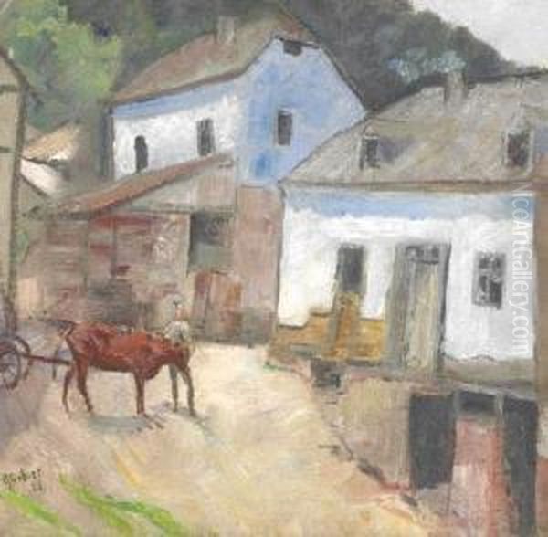 Gobiet, Bernard Dusseldorf - Farmstead Oil Painting by Bernhard Gobiet