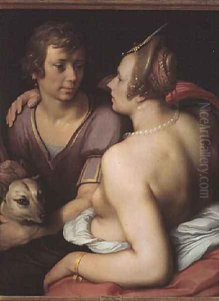 Venus and Adonis, 1610 Oil Painting by Cornelis Cornelisz Van Haarlem