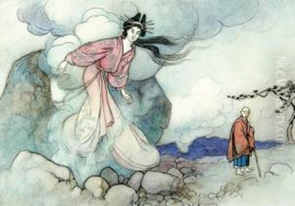 The Princess And The Holy Man. Oil Painting by Warwick Goble