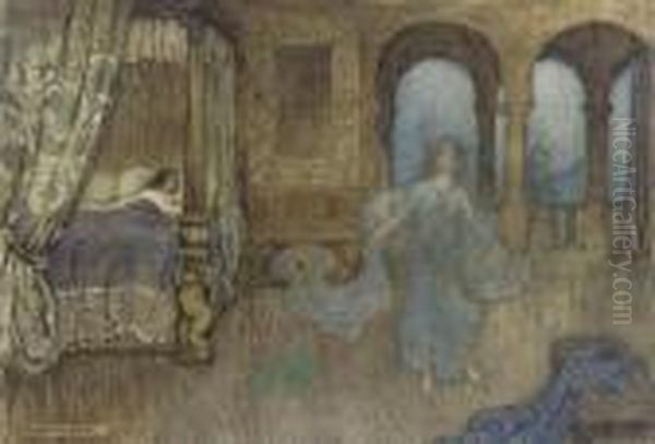 An Apparition In Blue Oil Painting by Warwick Goble