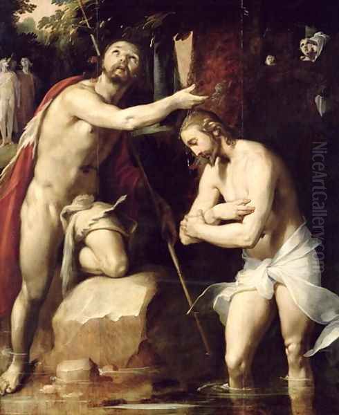 The Baptism of Christ 2 Oil Painting by Cornelis Cornelisz Van Haarlem