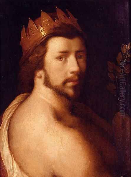 Portrait Of A Man As Apollo, Possibly A Self-Portrait Oil Painting by Cornelis Cornelisz Van Haarlem