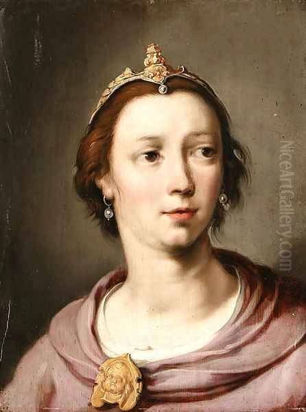 Portrait of a woman Oil Painting by Cornelis Cornelisz Van Haarlem