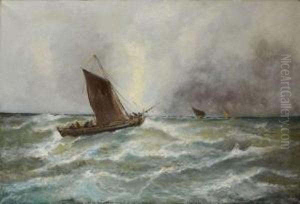 Bateau Dans Latempete Oil Painting by Alfred Godchaux