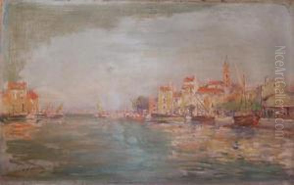 Vue D'un Port, Sud De La France Oil Painting by Alfred Godchaux