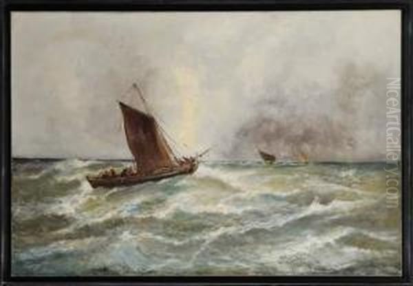 Bateau Dans La Tempete Oil Painting by Alfred Godchaux