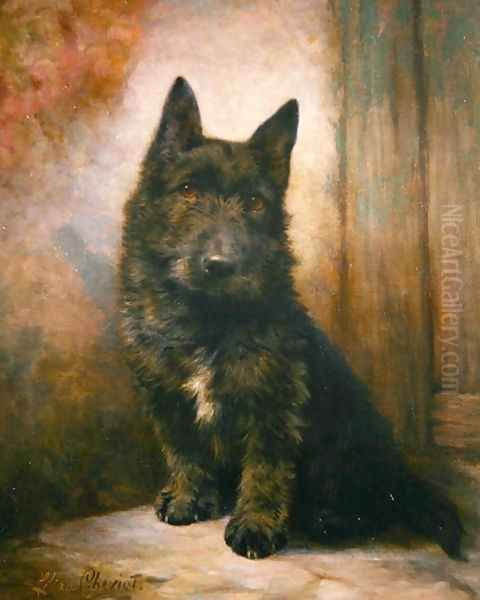 Scottie Puppy Oil Painting by Lilian Cheviot