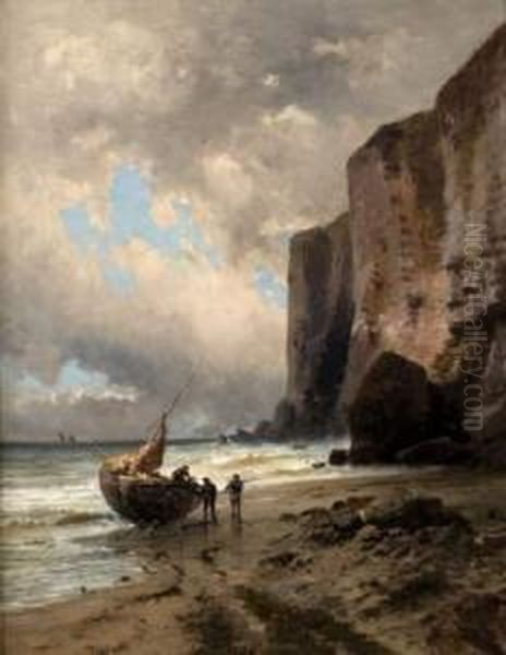 Barque Sur La Plage Oil Painting by Alfred Godchaux